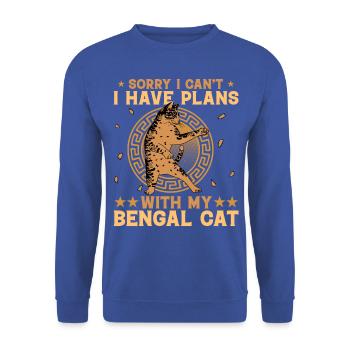 Désolé, je ne peux pas avoir de plans avec mon chat Bengal - Sweat-shirt Unisexe - bleu royal - Devant - Alina (178cm) & Michal (187cm)
