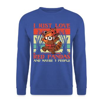 I just Love Red Panda and maybe 3 People - Unisex Pullover - Royalblau - Vorne - Alina (178cm) & Michal (187cm)