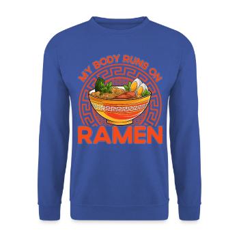 My Body runs on Ramen - Unisex Sweatshirt - royal blue - Front - Alina (178cm) & Michal (187cm)