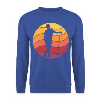 Krocket Retro - Unisex Pullover - Royalblau - Vorne - Alina (178cm) & Michal (187cm)