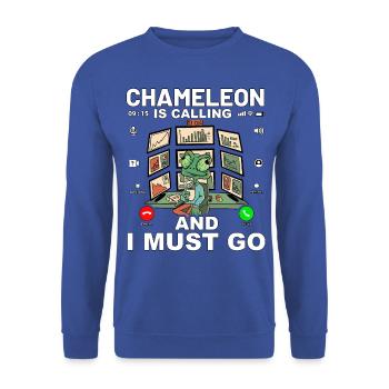 Chameleon is calling and I must go - Unisex Pullover - Royalblau - Vorne - Alina (178cm) & Michal (187cm)