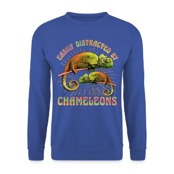 Easily distracted by Chameleons - Unisex Sweatshirt - royal blue - Front - Alina (178cm) & Michal (187cm)