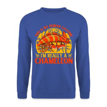 C’est mon costume humain Je suis vraiment un caméléon - Sweat-shirt Unisexe - bleu royal - Devant - Alina (178cm) & Michal (187cm)