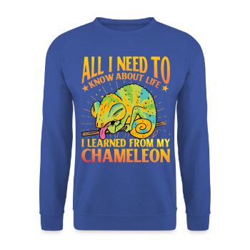 Tout ce que j’ai besoin de savoir sur la vie Caméléon - Sweat-shirt Unisexe - bleu royal - Devant - Alina (178cm) & Michal (187cm)