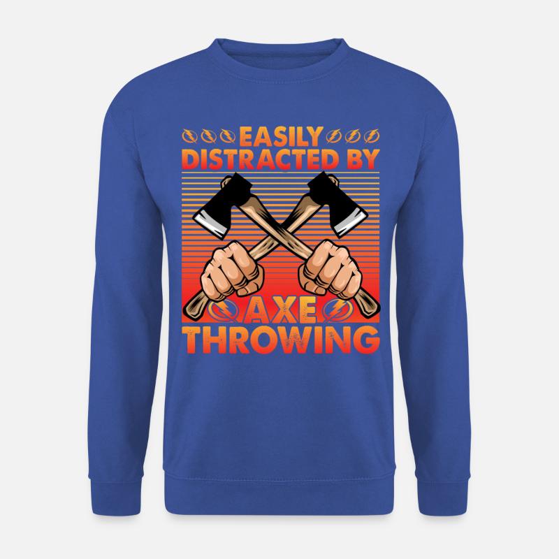 Easily Distracted by Axe Throwing - Unisex Sweatshirt - royal blue