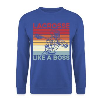 Lacrosse like a Boss - Unisex Pullover - Royalblau - Vorne - Alina (178cm) & Michal (187cm)