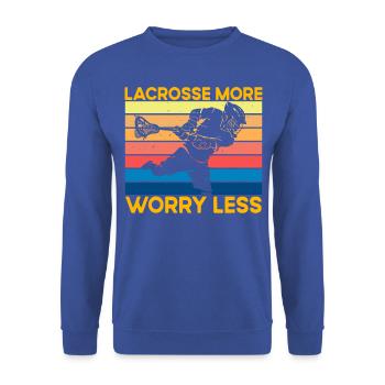 Lacrosse more Worry Less - Unisex Pullover - Royalblau - Vorne - Alina (178cm) & Michal (187cm)