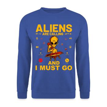 Aliens are calling and I must go - Unisex Pullover - Royalblau - Vorne - Alina (178cm) & Michal (187cm)