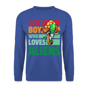 Just a Boy who loves Aliens - Unisex Sweatshirt - royal blue - Front - Alina (178cm) & Michal (187cm)