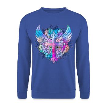 Croix du christianisme - Sweat-shirt Unisexe - bleu royal - Devant - Alina (178cm) & Michal (187cm)