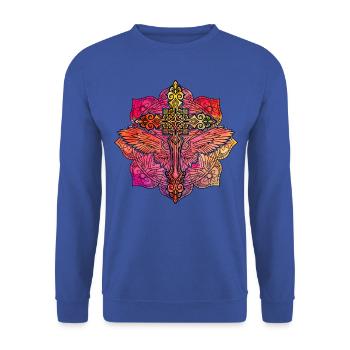 Christentum Kreuz - Unisex Pullover - Royalblau - Vorne - Alina (178cm) & Michal (187cm)