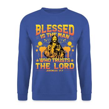 Bénissez l’homme qui fait confiance au Seigneur - Sweat-shirt Unisexe - bleu royal - Devant - Alina (178cm) & Michal (187cm)