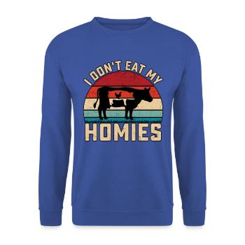 Je ne mange pas mes homies - Sweat-shirt Unisexe - bleu royal - Devant - Alina (178cm) & Michal (187cm)