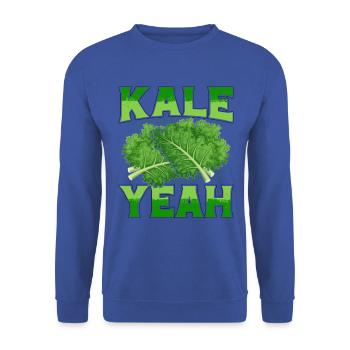 kale yeah Grünkohl Vegan - Unisex Pullover - Royalblau - Vorne - Alina (178cm) & Michal (187cm)