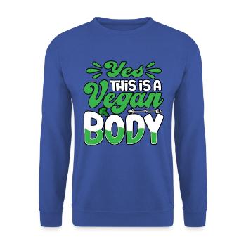 Yes this is a vegan body - Unisex Pullover - Royalblau - Vorne - Alina (178cm) & Michal (187cm)