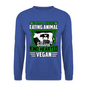 I am a kale eating animal saving kind hearted - Unisex Pullover - Royalblau - Vorne - Alina (178cm) & Michal (187cm)