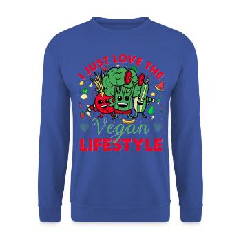 J’adore le style de vie végétalien - Sweat-shirt Unisexe - bleu royal - Devant - Alina (178cm) & Michal (187cm)
