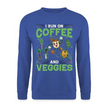 I run on Coffee and Veggies Vegan - Unisex Sweatshirt - royal blue - Front - Alina (178cm) & Michal (187cm)