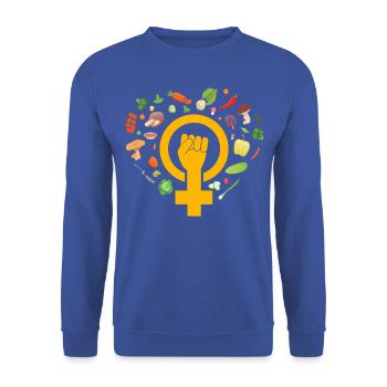 Feminist Vegan - Unisex Sweatshirt - royal blue - Front - Alina (178cm) & Michal (187cm)