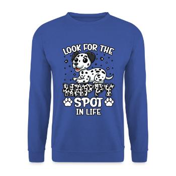 Cherchez l’endroit heureux dans la vie - Sweat-shirt Unisexe - bleu royal - Devant - Alina (178cm) & Michal (187cm)