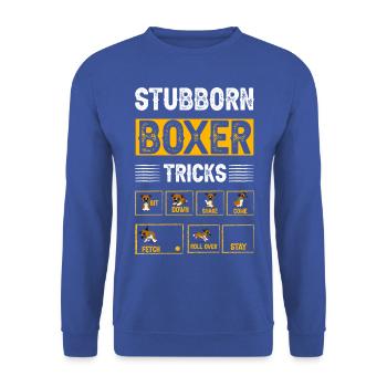 Stubborn Boxer Tricks - Unisex Pullover - Royalblau - Vorne - Alina (178cm) & Michal (187cm)