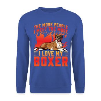 The more People I meet the more I love my Boxer - Unisex Sweatshirt - royal blue - Front - Alina (178cm) & Michal (187cm)