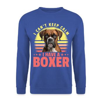 Je n’arrive pas à rester calme J’ai un Boxer - Sweat-shirt Unisexe - bleu royal - Devant - Alina (178cm) & Michal (187cm)