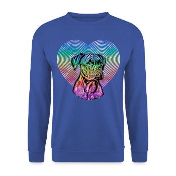 Boxer Retro - Unisex Pullover - Royalblau - Vorne - Alina (178cm) & Michal (187cm)