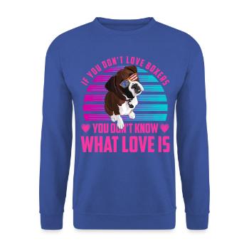 Boxer drôle disant amour - Sweat-shirt Unisexe - bleu royal - Devant - Alina (178cm) & Michal (187cm)