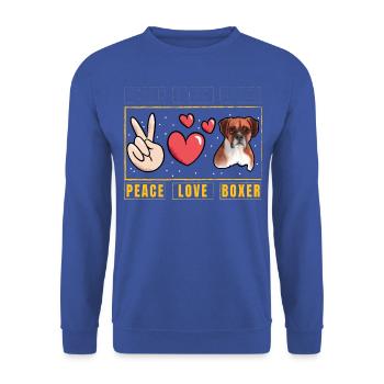 Peace Love Boxer - Sweat-shirt Unisexe - bleu royal - Devant - Alina (178cm) & Michal (187cm)