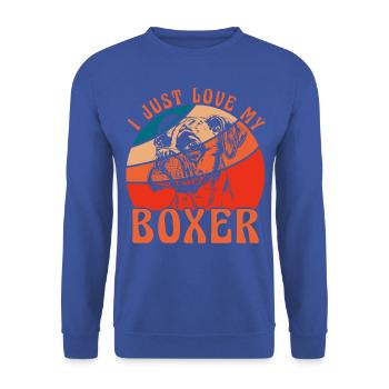 I just love my Boxer - Unisex Pullover - Royalblau - Vorne - Alina (178cm) & Michal (187cm)
