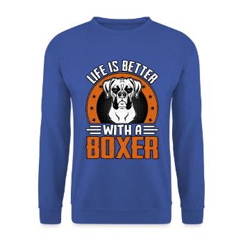 La vie est meilleure avec un boxeur - Sweat-shirt Unisexe - bleu royal - Devant - Alina (178cm) & Michal (187cm)