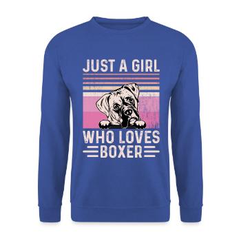 Juste une fille qui aime le boxeur - Sweat-shirt Unisexe - bleu royal - Devant - Alina (178cm) & Michal (187cm)