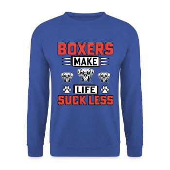 Boxers make life suck less - Unisex Pullover - Royalblau - Vorne - Alina (178cm) & Michal (187cm)