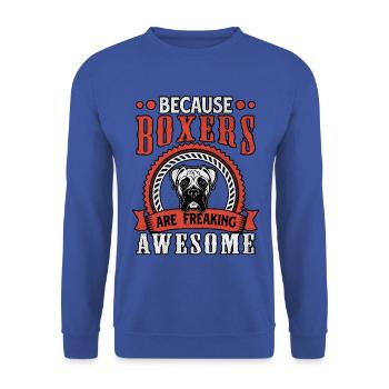 Because boxers are freaking awesome - Unisex Pullover - Royalblau - Vorne - Alina (178cm) & Michal (187cm)