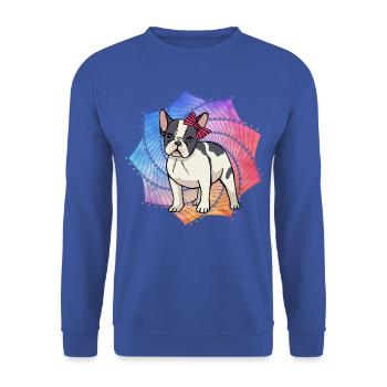 Bouledogue français - Sweat-shirt Unisexe - bleu royal - Devant - Alina (178cm) & Michal (187cm)