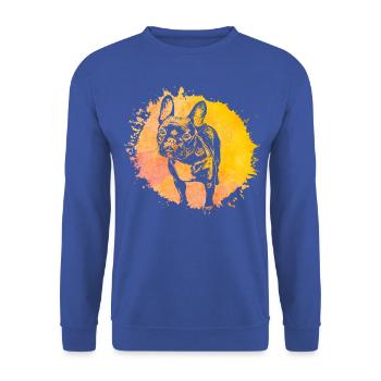 Bouledogue français - Sweat-shirt Unisexe - bleu royal - Devant - Alina (178cm) & Michal (187cm)