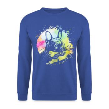 Französische Bulldogge - Unisex Pullover - Royalblau - Vorne - Alina (178cm) & Michal (187cm)