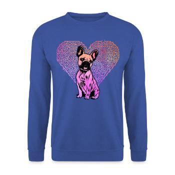 Bouledogue français - Sweat-shirt Unisexe - bleu royal - Devant - Alina (178cm) & Michal (187cm)
