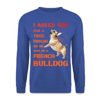 Bouledogue français - Sweat-shirt Unisexe - bleu royal - Devant - Alina (178cm) & Michal (187cm)