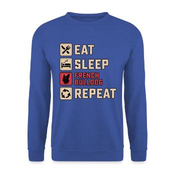 Eat Sleep French Bulldog - Unisex Sweatshirt - royal blue - Front - Alina (178cm) & Michal (187cm)
