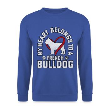 My heart belongs to a French Bulldog - Unisex Pullover - Royalblau - Vorne - Alina (178cm) & Michal (187cm)