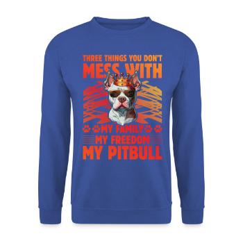 Ne plaisante pas avec mon Pitbull ma famille ma liberté - Sweat-shirt Unisexe - bleu royal - Devant - Alina (178cm) & Michal (187cm)