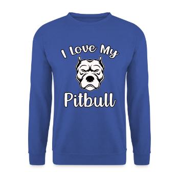 I love my pitbull - Unisex Pullover - Royalblau - Vorne - Alina (178cm) & Michal (187cm)