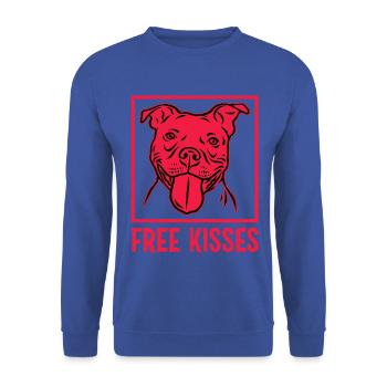 Bisous gratuits Pitbull - Sweat-shirt Unisexe - bleu royal - Devant - Alina (178cm) & Michal (187cm)