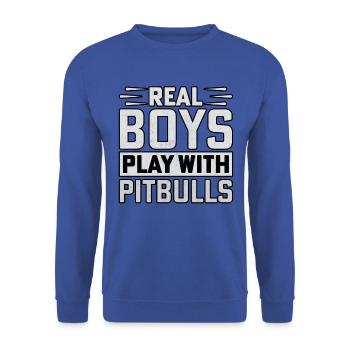 De vrais garçons jouent avec des pitbulls - Sweat-shirt Unisexe - bleu royal - Devant - Alina (178cm) & Michal (187cm)