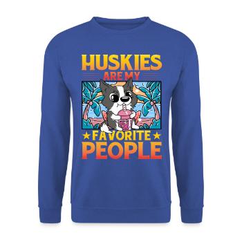 Huskies are my favorite people - Unisex Pullover - Royalblau - Vorne - Alina (178cm) & Michal (187cm)