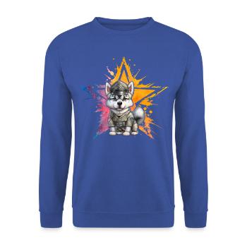 Husky - Unisex Pullover - Royalblau - Vorne - Alina (178cm) & Michal (187cm)