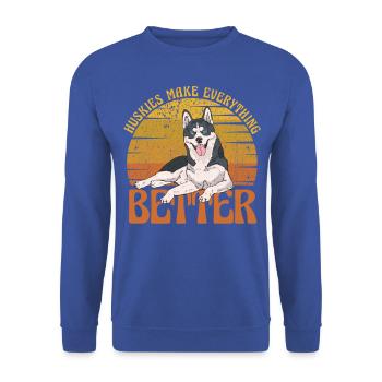 Les Huskies améliorent tout - Sweat-shirt Unisexe - bleu royal - Devant - Alina (178cm) & Michal (187cm)