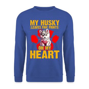 Mon Husky laisse des empreintes de pattes sur mon cœur - Sweat-shirt Unisexe - bleu royal - Devant - Alina (178cm) & Michal (187cm)